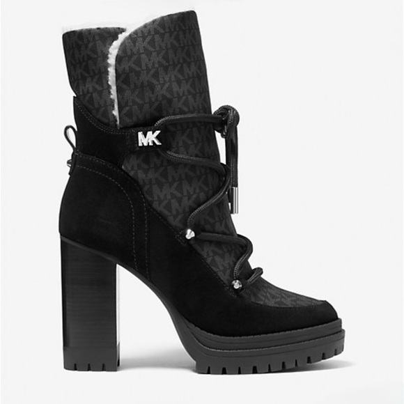 MICHAEL KORS Culver Logo Print Nylon and Nubuck Boot Retail $225 Sold Out - Picture 2 of 8